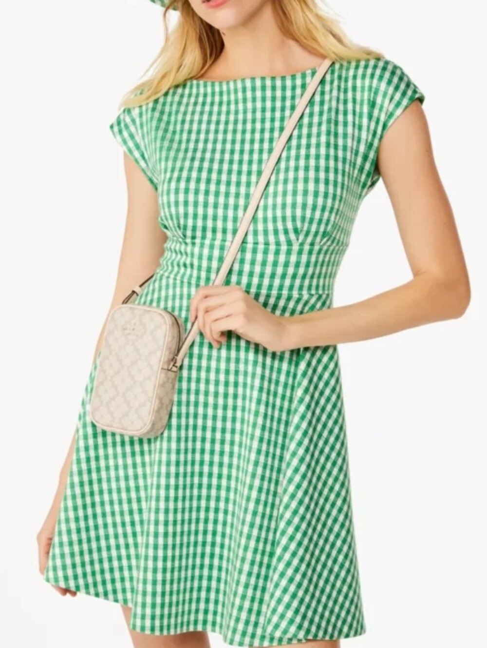 Kate Spade Green and White Gingham Sheath Dress